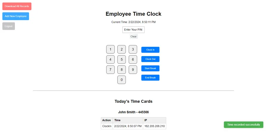 employee-time-clock: A web punch clock for small teams