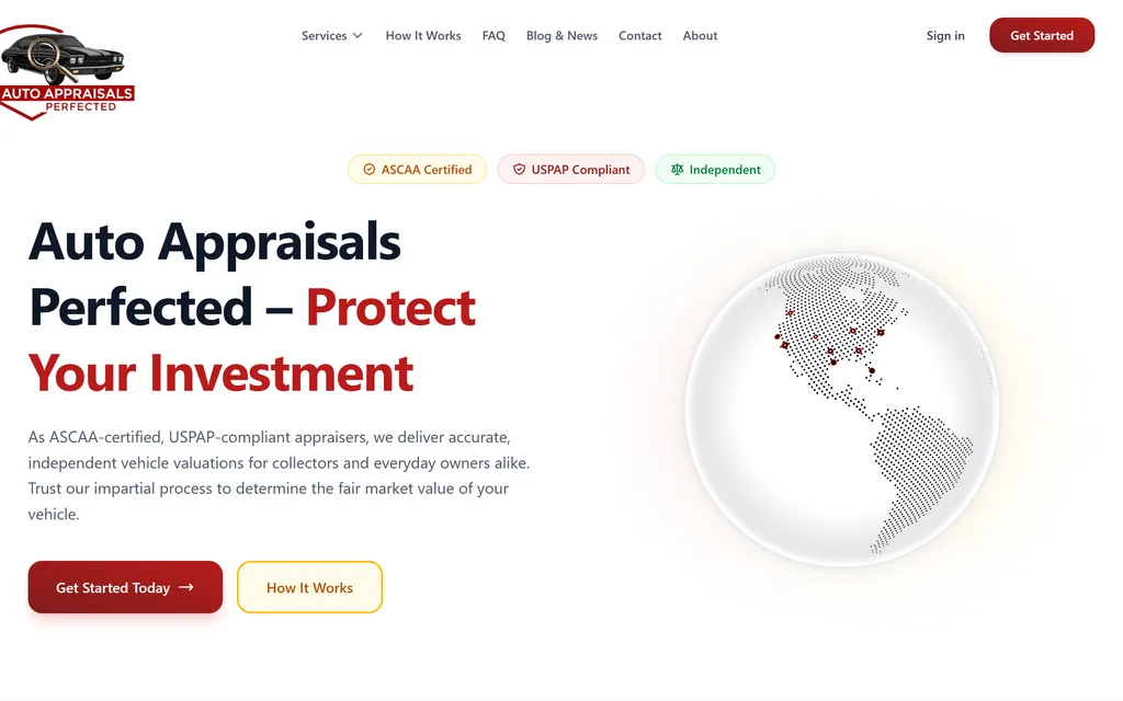 Auto Appraisals Perfected website